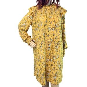 (5 for $25) Golden Floral Paisley Smoked Yoke Mini Dress Size Medium
